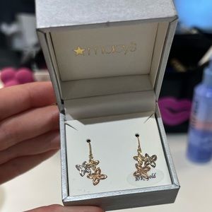 10k gold macys flower drop earrings